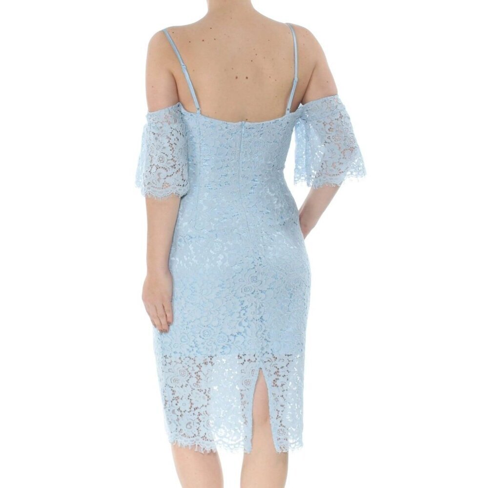 Bardot Karlie Cold Shoulder Black Lace women Dress Size 6 blue mini dress - Picture 3 of 16